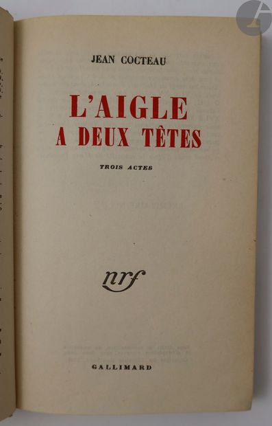 null *COCTEAU (Jean).
Ensemble de 3 ouvrages en cartonnage d'éditeur :


- L'AIGLE...