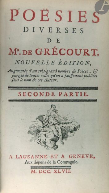  GRÉCOURT (Jean-Baptiste Willart de). Poésies diverses. Nouvelle édition, Augmentée...