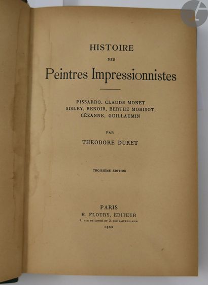 DURET (Théodore). Histoire des Peintres Impressionnistes....