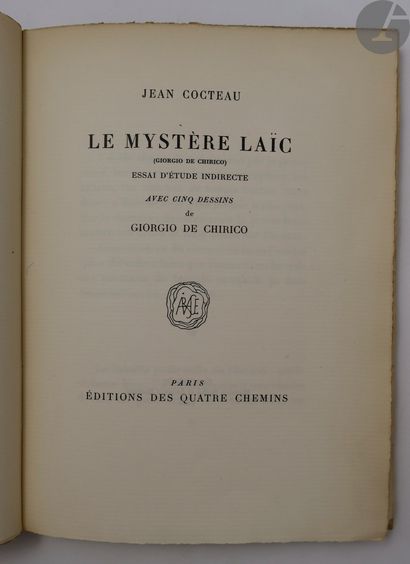 null *COCTEAU (Jean).
Ensemble de 3 ouvrages dédicacés :


- LE MYSTÈRE LAÏC (Giorgio...