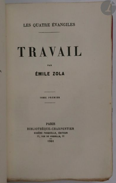 null ZOLA (Émile).
Les Quatre Évangiles. Travail.
Paris : Bibliothèque-Charpentier,...
