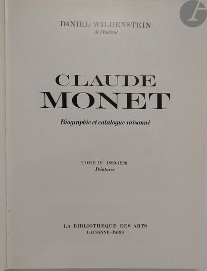 null [MONET (Claude)] - WILDENSTEIN (Daniel).
Claude Monet. Biographie et catalogue...