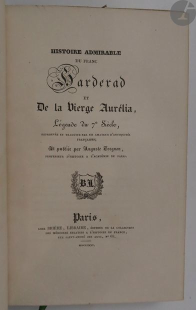 null *TROGNON (Auguste).
Histoire admirable du franc Harderad et De la Vierge Aurélia,...