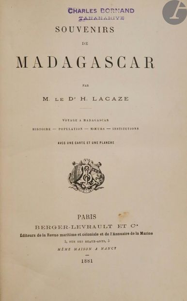 null [MADAGASCAR].
Set of 3 works on Madagascar:


- BOISDUVAL (Jean-Alphonse). ENTOMOLOGICAL...