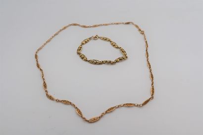 1 collier et 1 bracelet en or (18K) chaine...
