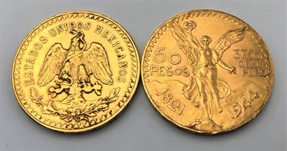 2 pièces de 50 Pesos en or. 1821-1946 & ...