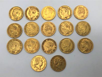 17 pièces de 40 Francs en or, dans un sachet...