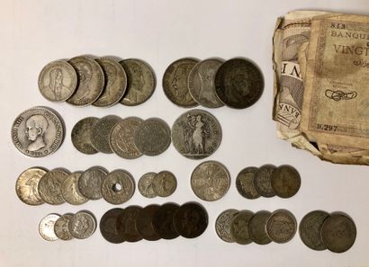 null Lot de pièces diverses en argent (Poids: 276,9 g) ou cupronickel 
- 1 pièce...