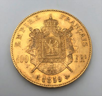null 1 Pièce de 100 Francs or. Type Napoléon III tête nue. 1859 A.