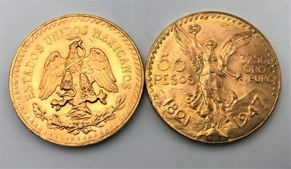 2 pièces de 50 Pesos en or. 1821-1947