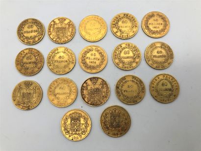 null 17 pièces de 40 Francs en or, dans un sachet numéroté 2021-0078:
- 2 pièces...