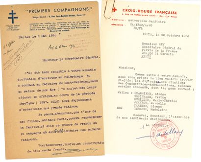 null GUERRE 1939-1945. 3 dossiers.

 Croix-Rouge Française. Dossier concernant plusieurs...