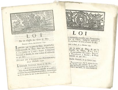 MARINE. 54 pièces imprimées, 1788-1793 ;...
