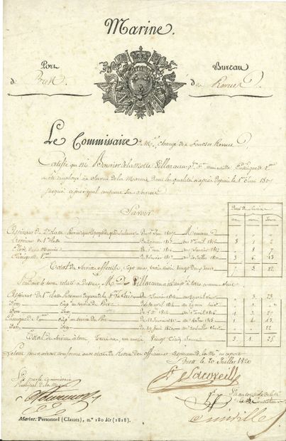null MARINE. 21 L.S. ou P.S. à Jacques-François-Marie-Achille Bouvier de La Motte...