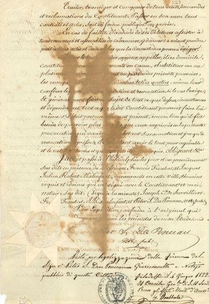 null [Joseph BONAPARTE (1768-1844)]. 2 powers of attorney given to Cardinal Fesch,...