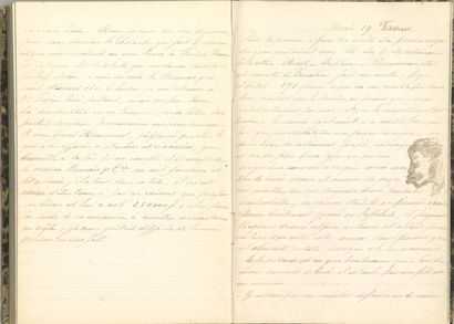 null ANTILLES. Autograph manuscript by M. LACOUR, 1872; 2 in-8 (16 x 13 cm) cloth-backed...