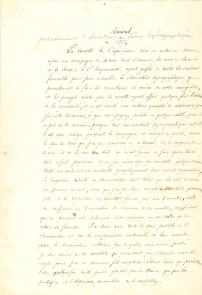 null Ernest MOUCHEZ (1821-1892) astronome, hydrographe et amiral. L.A. (minute),...