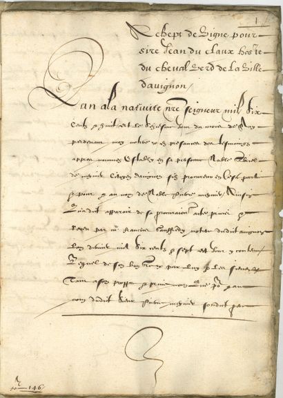 null CHÂTEAUNEUF-DU-PAPE. Manuscrit, Achapt de vigne…, 1608 ; cahier de 36 pages...