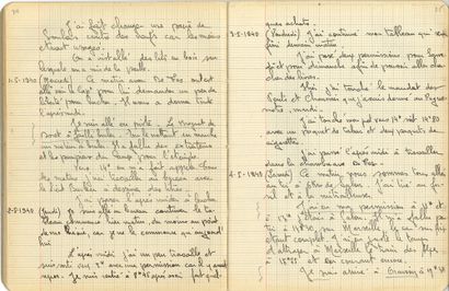  AVIATION 1940. Manuscrit autographe d’un aviateur, Journal 2, mars-août 1940 ; cahier...