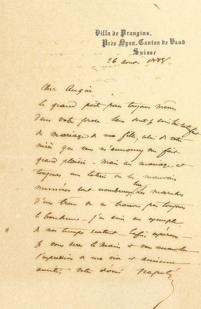 null Napoléon BONAPARTE, dit le Prince NAPOLÉON (1822-1891). 2 L.A.S. ; 1 page et...