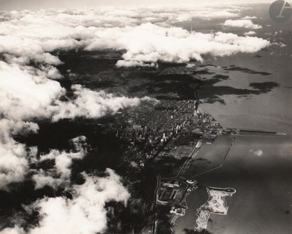 null Fred G. Korth (1902-1983) 
Aerial view of Chicago. Chicago, Steel Corporation,...