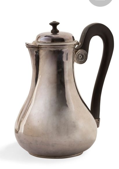  PARIS 1819 - 1838 Marabou silver pourer piriform with spout taken on piece extending...