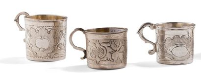  MOSCOW 1759 A small alcohol cup and a pair of small alcohol cups (tcharki). Of classic...