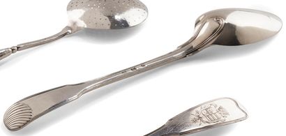 MARSEILLES 1757 Silver stew spoon, revolving...