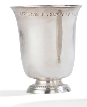  TOURS 1784 Silver tulip tumbler, the pedestal embossed with gadroons, engraved on...