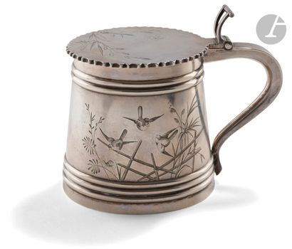  MOSCOW 1895 Covered mug in engraved silver....