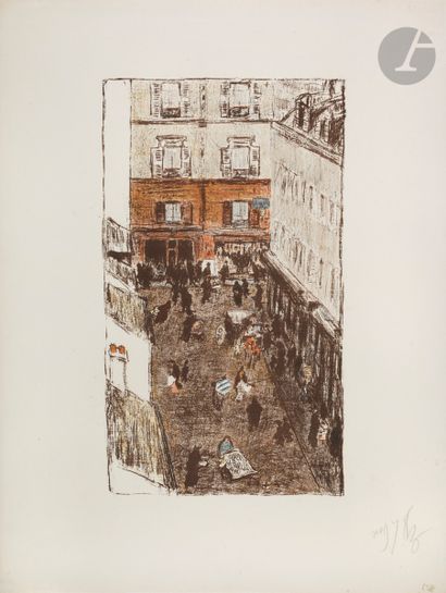 null *PIERRE BONNARD (1867-1947)
Coin de rue vu d’en haut. (Pl. pour Quelques aspects...