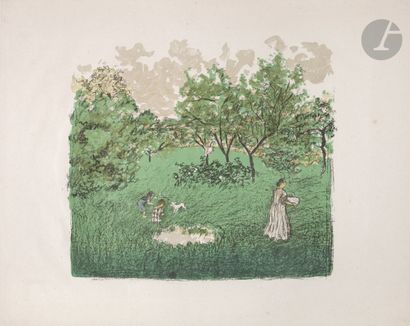 null *PIERRE BONNARD (1867-1947
)The Orchard. 1899. Lithograph. 355 x 330 [563 x...