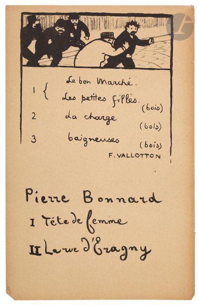 null *FÉLIX VALLOTTON (1865-1925
)The Pursuit. (Page of the catalog Le Barc de Boutteville)....