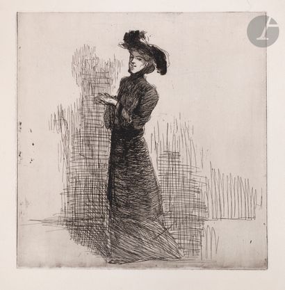 null *THÉOPHILE ALEXANDRE STEINLEN (1859-1923)
Femme mettant ses gants. 1902. Eau-forte...