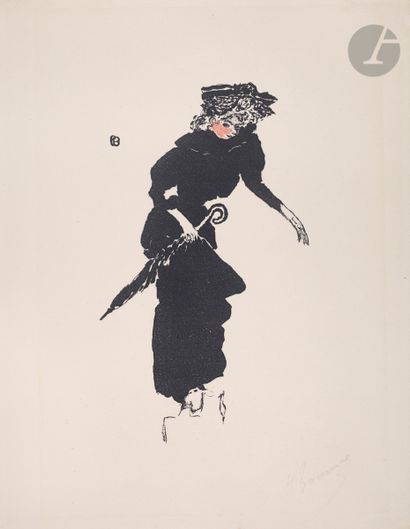 null *PIERRE BONNARD (1867-1947
) Woman with an umbrella. 1895. Lithograph. 125 x...