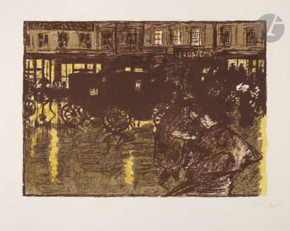 null *PIERRE BONNARD (1867-1947
)Street at night in the rain. (Pl. for Some aspects...