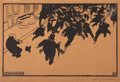 null *FÉLIX VALLOTTON (1865-1925)
La Manifestation. 1893. Bois gravé. 320 x 202 [338 x 230]....