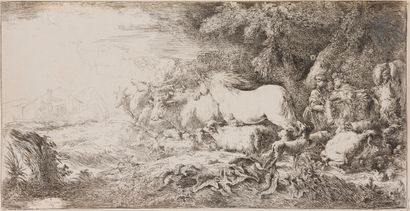  Giovanni Benedetto Castiglione (1609-1664) L’Entrée des animaux dans l’arche de...