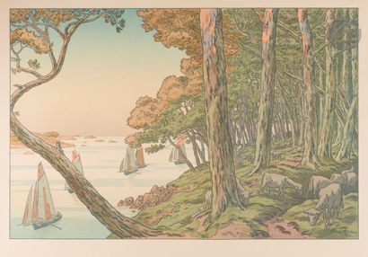 null Henri Rivière (1864-1951)
Soir d’été. (Aspects de la nature, pl. 5). 1899. Lithographie....