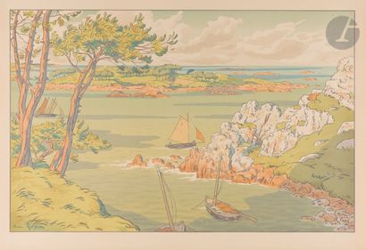 null Henri Rivière (1864-1951)
L’Île. (Aspects de la Nature, pl. 7). 1898. Lithographie....