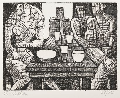 null Marcel Gromaire (1892-1971
)Estaminet. 1952. Etching. 255 x 195. Gromaire 139....