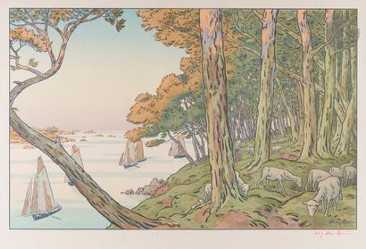 null Henri Rivière (1864-1951)
Soir d’été. (Aspects de la nature, pl. 5). 1899. Lithographie....