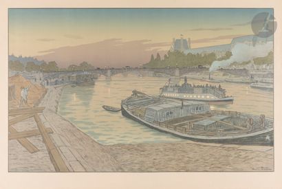 null Henri Rivière (1864-1951)
Le Pont des Saints-Pères et le Louvre. (Paysages parisiens,...