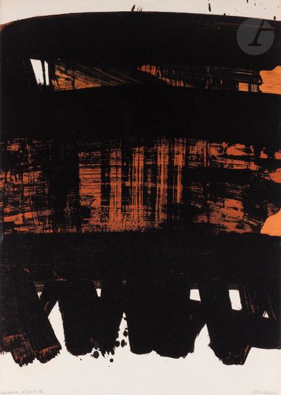 null Pierre Soulages (né en 1919)
Lithographie n° 22. 1969. 
Lithographie. 77,5 x 54 cm....