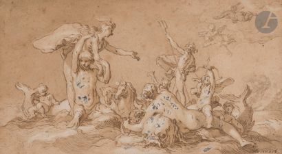 null Abraham BLOEMAERT 
(Gorinchem 1564 - Utrecht 1651)
Neptune et Amphitrite 
Plume...