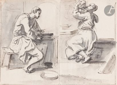  Attribué à Jean-Baptiste LALLEMAND (Dijon 1716 - Paris 1803) Cinq dessins représentant...