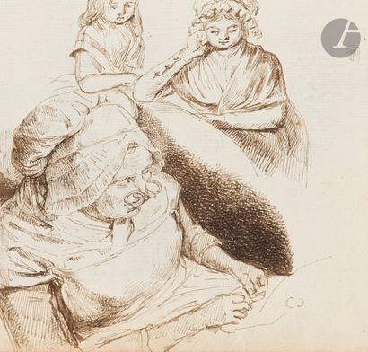  Adelaïde MOITTE (Paris 1747 - 1807) Partie d’album de vingt-deux dessins représentant...