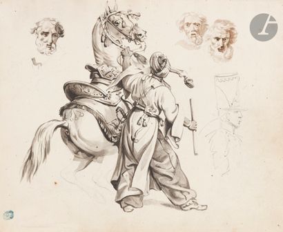 null Entourage de Carle VERNET 
(Bordeaux 1758 - Paris 1836)
Étude de cavaliers Mameluk...