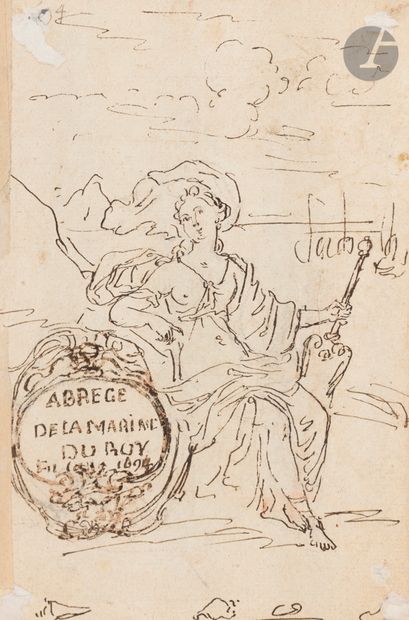 Louis Félix DELARUE (Paris 1730 - 1777) Triomphe d’Amphitrite Plume et encre noire,...