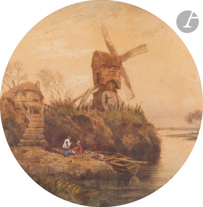 null Attribué à Eugène CICÉRI 
(Paris 1813 - Bourron-Marlotte 1890)
2 paysages en...